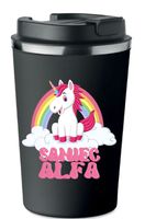 KUBEK TERMICZNY Premium czarny SAMIEC ALFA JEDNOROŻEC tęcza KT_420_cz