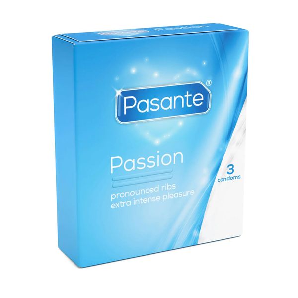 Pasante Ribbed/Passion Condoms 3 Pcs zdjęcie 1