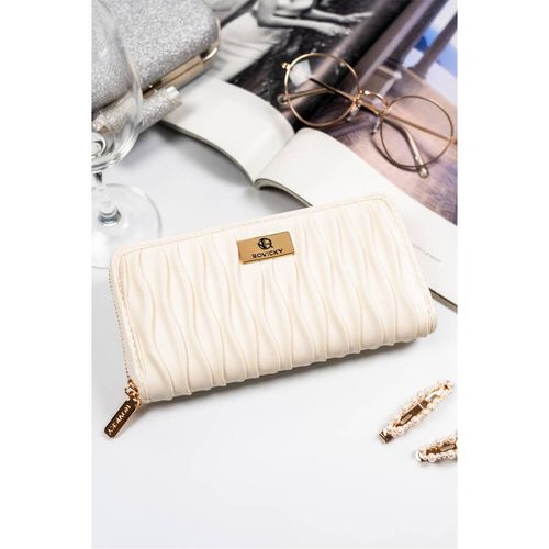 biały portfel-piórnik damski ze skóry ekologicznej o marszczonej fakturze na Arena.pl