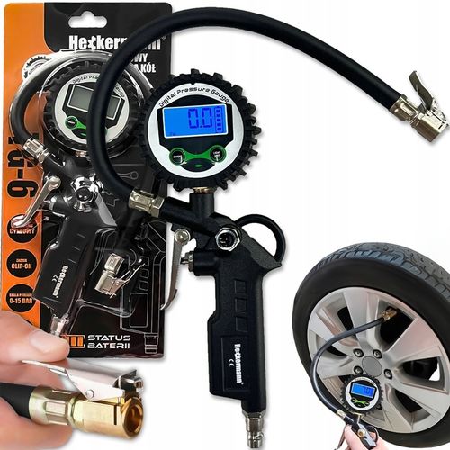 PISTOLET DO POMPOWANIA KÓŁ Z MANOMETREM CYFROWYM LCD WĘŻYK 36CM 15 BAR na Arena.pl