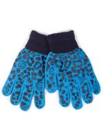 Rękawiczki dziewczęce pięciopalczaste niebieskie buźki YOCLUB