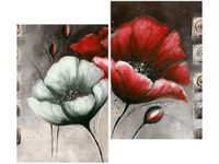 80X70CM MALOWANE MAKI CZERWIENI BRĄZIE DUO OBRAZ