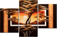 60 90CM OBRAZ 3 ELEM ZŁOTO AFRYKI ŚCIENNY DRUK PŁÓTNO