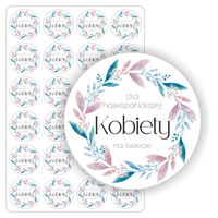 NAKLEJKI etykietki nalepki okrągłe żony DZIEŃ KOBIET 24 szt. 5 cm