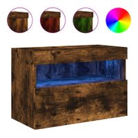 Ścienna szafka TV z LED, przydymiony dąb, 60x30x40 cm