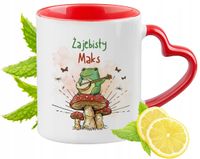 Dla Maksa Kubek Czerwony Z Uszkiem W Kształcie Serca Na Prezent Z Nadrukiem