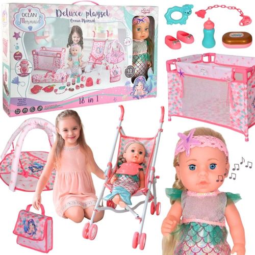 WOOPIE ROYAL Lalka Bobas 36 cm Syrenka Interaktywna Zestaw XXL Opiekunka 18w1 na Arena.pl