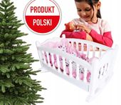 KOŁYSKA DLA LALEK ŁÓŻECZKO DLA LALEK POŚCIEL DUŻA KOŁYSKA BIAŁA ZABAWKA