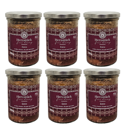 6x kaczka z marchew bananem i brązowym ryżem 380g  karma dla psa na Arena.pl