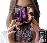 ETUI DO SAMSUNG GALAXY S20 LITE - ANTI SOCIAL RÓŻOWY MOTYL + SZKŁO