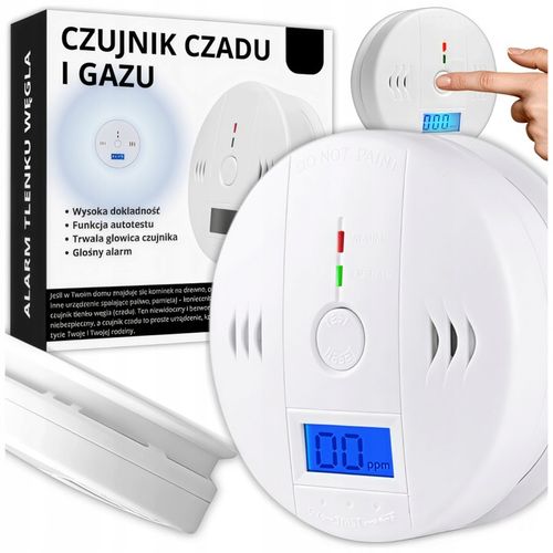 CZUJNIK CZADU TLENKU WĘGLA LCD DETEKTOR CO ALARM WYKRYWACZ BEZPRZEWODOWY na Arena.pl