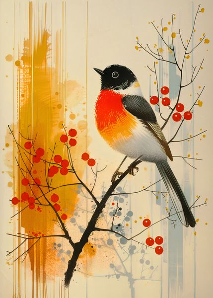 Plakat 25x35cm Jesienny Rudzik zdjęcie 1