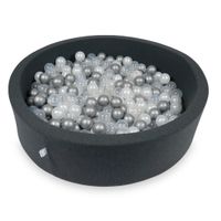 Suchy basen 110x30cm grafitowy z piłeczkami 400szt (perłowe, srebrne, przezroczyste)