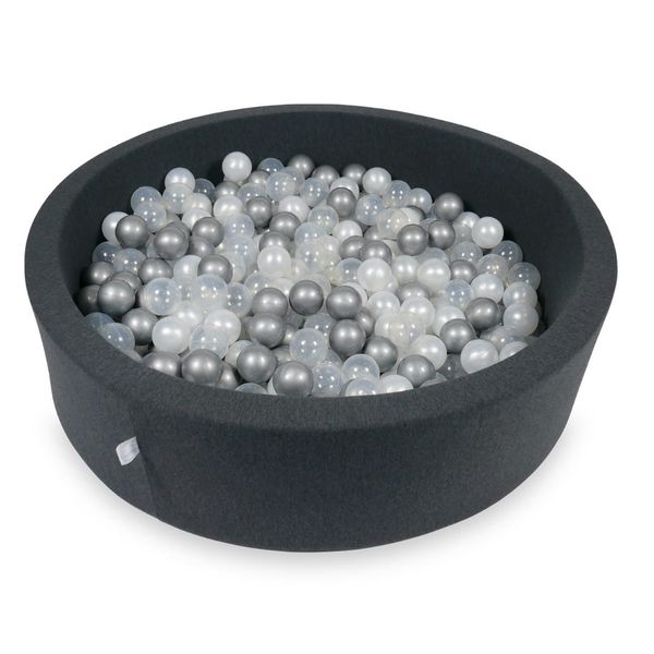 Suchy basen 110x30cm grafitowy z piłeczkami 400szt (perłowe, srebrne, przezroczyste) zdjęcie 1
