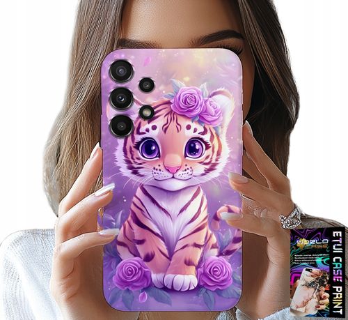 ETUI DO SAMSUNG GALAXY A32 5G - SŁODKI TYGRYSEK NA RÓŻOWYM TLE + SZKŁO na Arena.pl