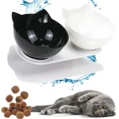 Podwójna miska 2x400ml dla kota plastikowa miski komplet na karmę wodę