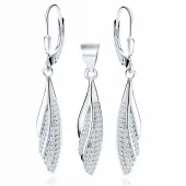 KLASYCZNY RODOWANY SREBRNY KOMPLET ŁEZKI KROPLE MARKIZY BIAŁE CYRKONIE