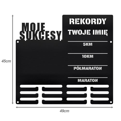 Wieszak na medale i numery startowe REKORDY BIEGOWE RUN twoje imię 344.1 na Arena.pl