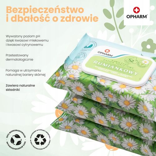 Nawilżany papier toaletowy rumiankowy Opharm 6x52 szt. na Arena.pl