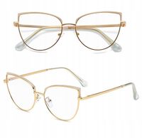 ZŁOTE DAMSKIE Okulary z Filtrem Niebieskim Kocie