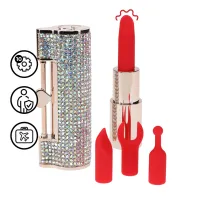 diamond lipstick vibrator 4w1 - model iridescent, z wymiennymi końcowkami