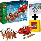 LEGO Sanie Świętego Mikołaja 40499 + Torba LEGO + Bałwan 30645