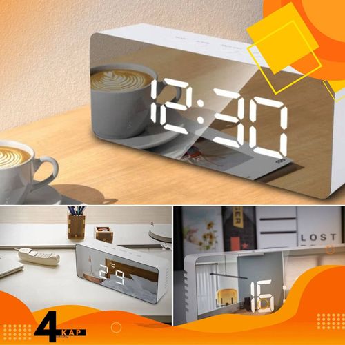 ZEGAR BUDZIK ELEKTRONICZNY NOWOCZESNY TERMOMETR LUSTRO ZEGAREK ALARM LED na Arena.pl