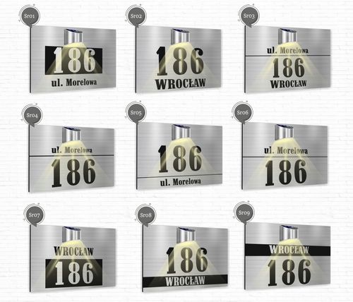 Tabliczka adresowa nierdzewna Tablica numer domu 40x30 cm lampka LED na Arena.pl