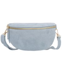 VERA PELLE nerka zamszowa saszetka biodrówka V681 j.niebieska