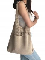 TOREBKA Worek MIEJSKA BEŻOWA Dzianinowa Jasna