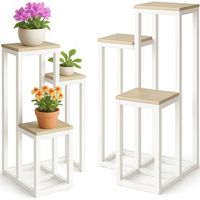 KWIETNIK STOJĄCY STOJAK NA KWIATY DONICZKI METALOWY PÓŁKI WYSOKI BIAŁY