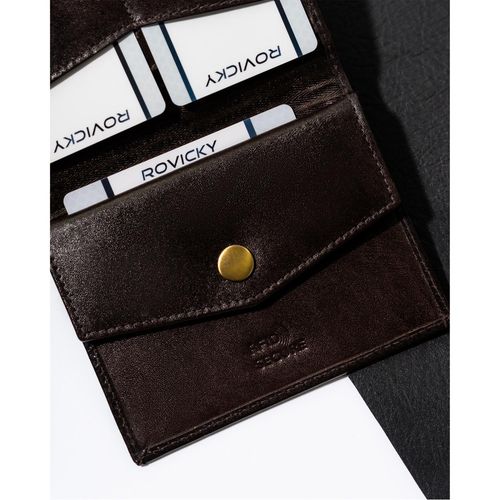 brązowy kompaktowy portfel męski z rfid - rovicky na Arena.pl