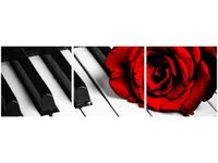 90X30CM RÓŻA FORTEPIANIE TRÓJ OBRAZ
