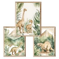Zestaw trzech plakatów dla dzieci Dinozaury