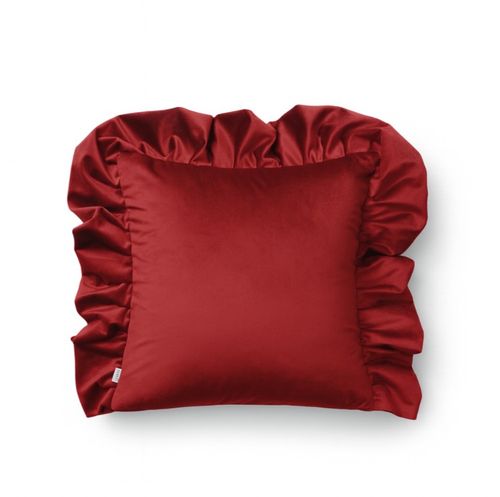 Dekoracyjna poszewka welurowa z falbaną Werona Belle – czerwone wino na Arena.pl