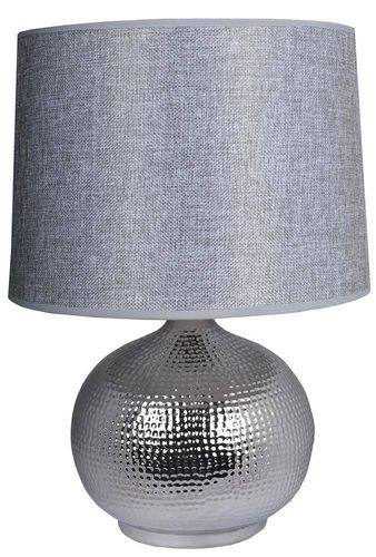 Lampa ceramiczna srebrna z szarym abażurem na Arena.pl