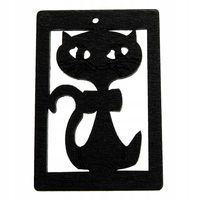 Drewniana zawieszka KOT ażur 35x50mm czarny 1szt.
