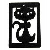 Drewniana zawieszka KOT ażur 35x50mm czarny 1szt.