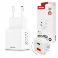 Ładowarka Hama sieciowa MINI 20W szybkie ładowanie USB-C i USB-A biała