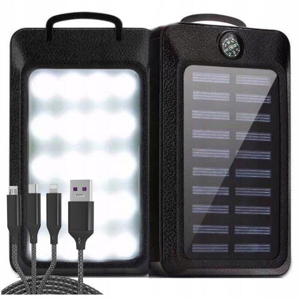 POWERBANK SOLARNY PANCERNY 20000MAH 2xUSB LATARKA zdjęcie 1