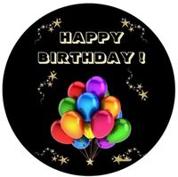 Opłatek na tort Urodziny 18 30 40 50 60 Balony Szampan Drink Whisky Tekst