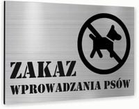 Tabliczka znak informacyjny 30x20 Srebrny ZAKAZ WYPROWADZANIA PSÓW Dibond