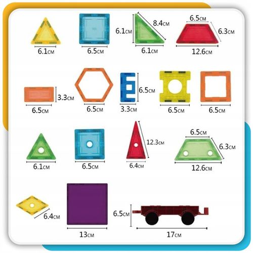 Klocki magnetyczne duże konstrukcyjne 3D zestaw 212 elementów Magnetic -S- na Arena.pl