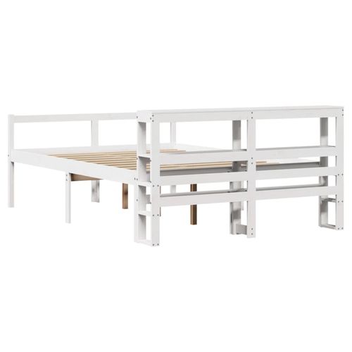 Łóżko dla seniora, z wezgłowiem, białe, 140x190 cm, lite drewno na Arena.pl