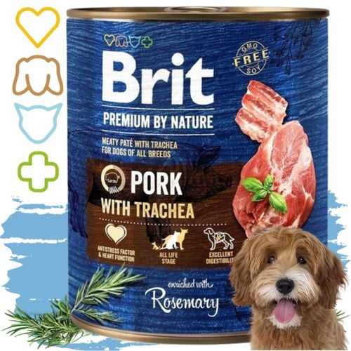 mokra karma dla psa z wieprzowiną brit premium by nature 800g pork trachea na Arena.pl