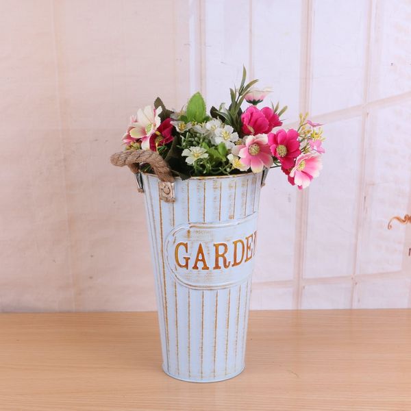 Vintage Doniczka doniczka - Wiadro - METALOWA - Idealna Do Domu I Ogrodu Biały Extra Rozmiar zdjęcie 6