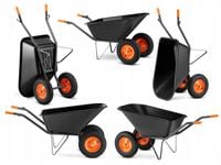 Taczka ogrodowa KOLEBA dwukołowa spawana JAPONKA mocna HIGHER 150L 390kg