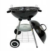 Grill ogrodowy węglowy na kółkach z półką stalowy BBQ 1014