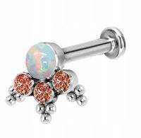 Tytanowy labret ozdobny - pomarańczowy helix 1,2/6