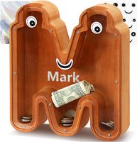 Lakpopya Skarbonka w Kształcie Litery M Drewniana 20.6 x 4 x 23 cm